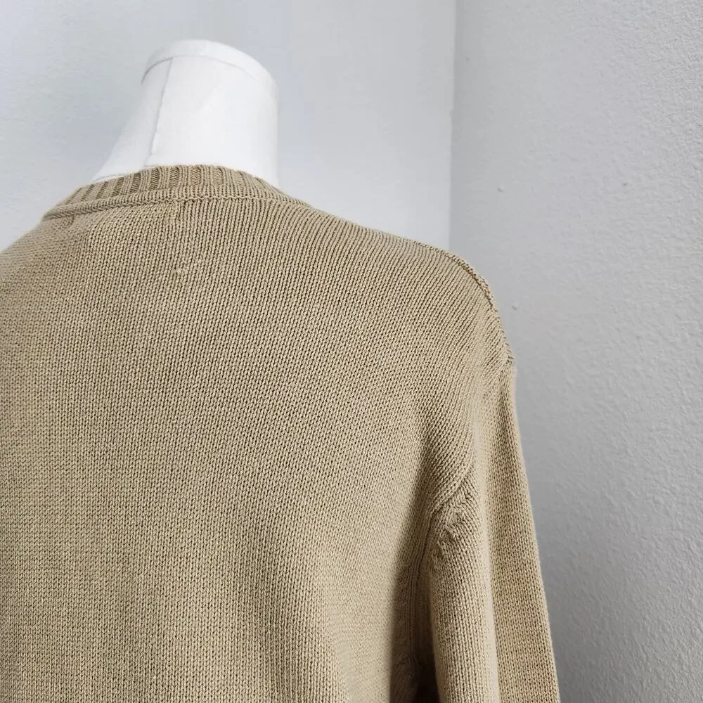 Vintage Geoffrey Beene Tan Grid Knit Crewneck Sweater Grandpacore Long Sleeve M - Picture 10 of 13